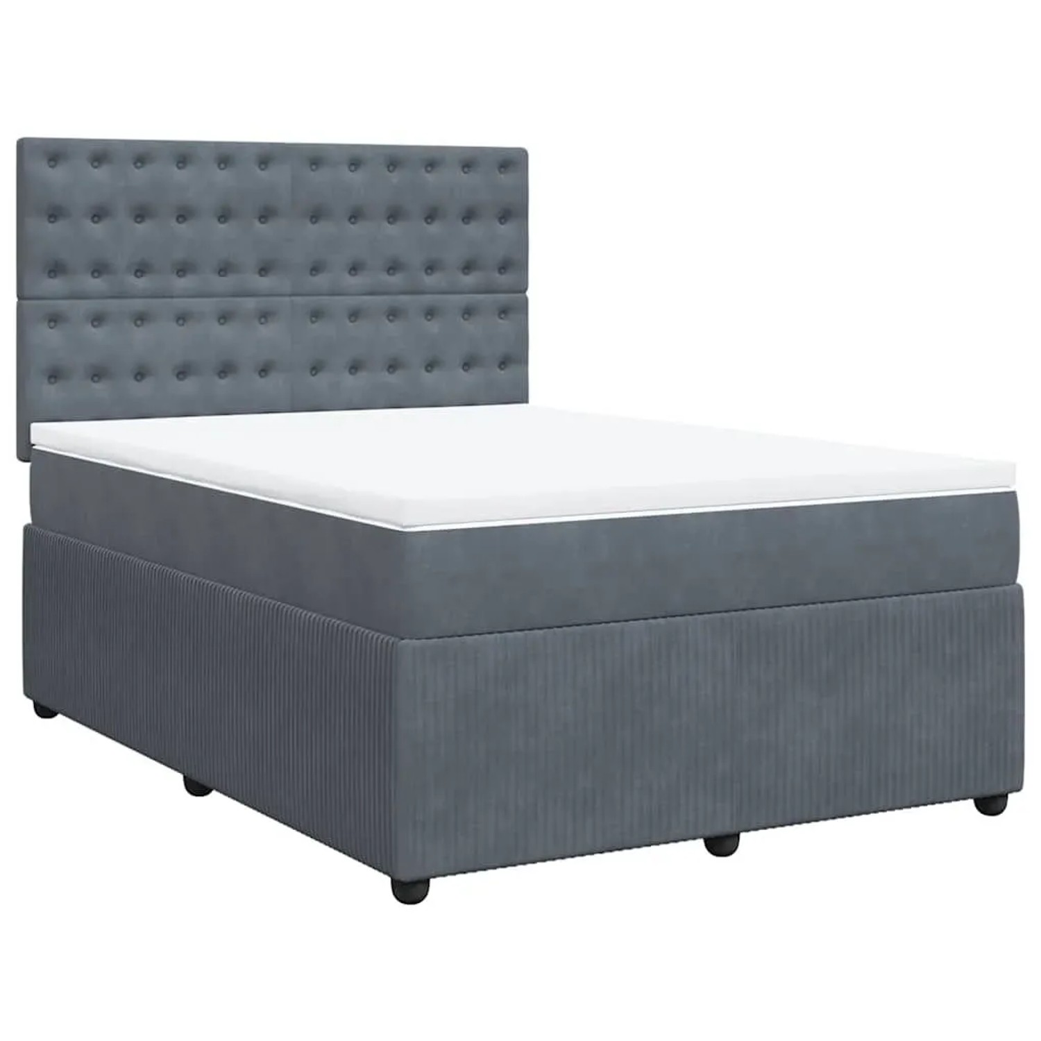 vidaXL Boxspringbett mit Matratze Dunkelgrau 140x200 cm Samt 3294671 günstig online kaufen