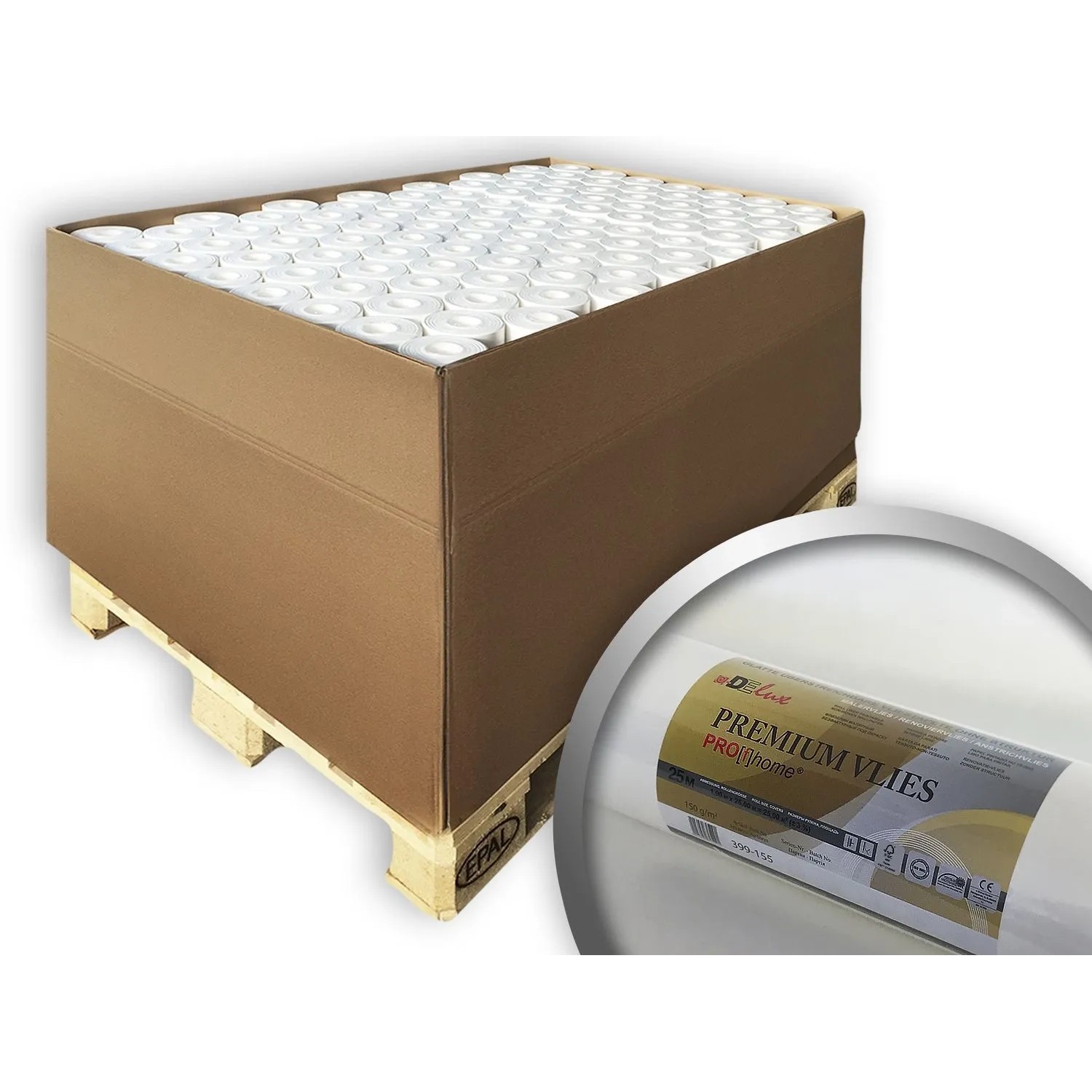 PROFHOME Renoviervlies PremiumVlies 150 g Profi-malervlies Weiß 1 Palette mit 80 Rollen 2000 m2 Weiß
