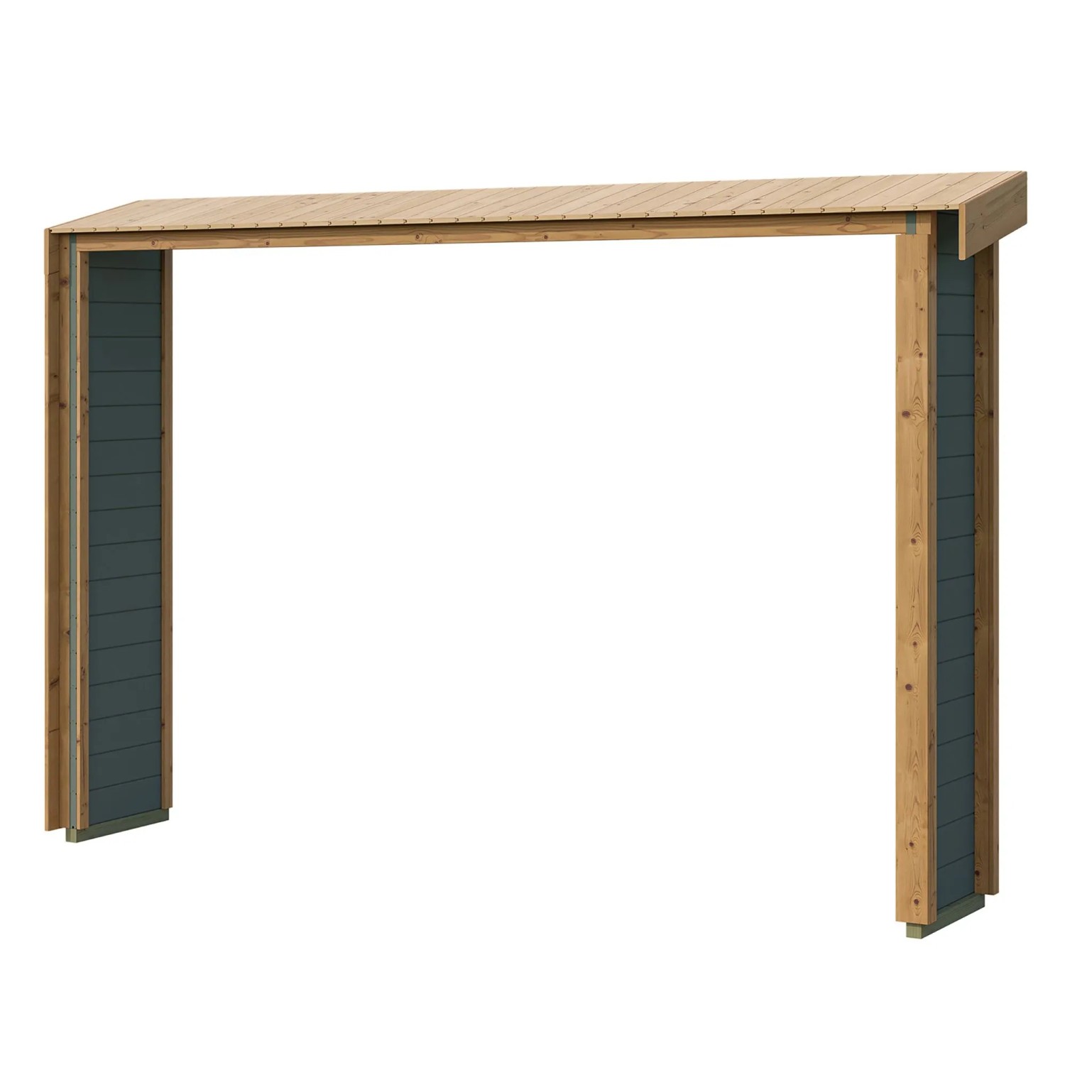Weka Anbau Seitlich für Gartenhaus Killarney 300 cm x 50 cm Grau-Grün/Eiche
