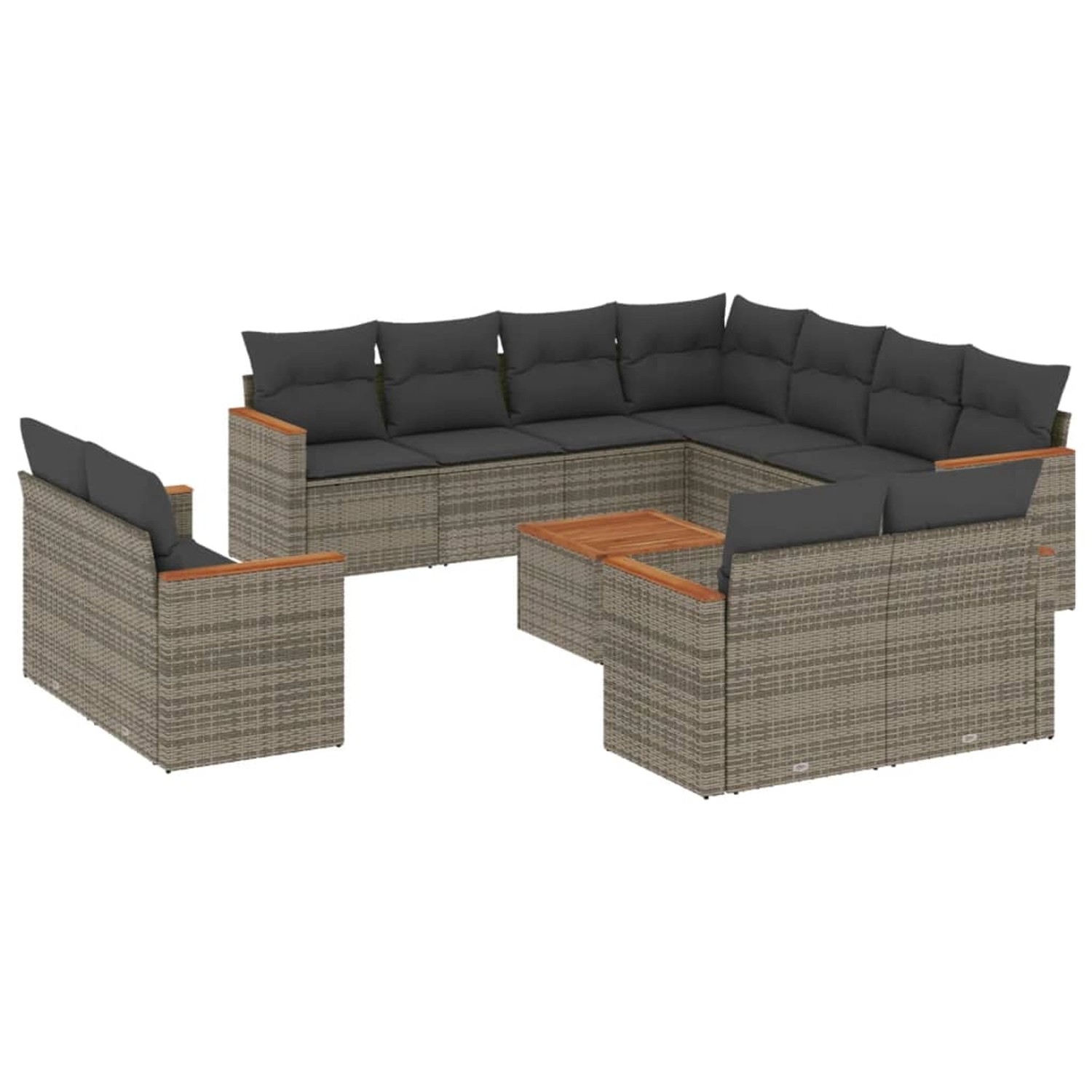 vidaXL 12-Tlg Garten-Sofagarnitur mit Kissen Grau Poly Rattan 3226508 günstig online kaufen