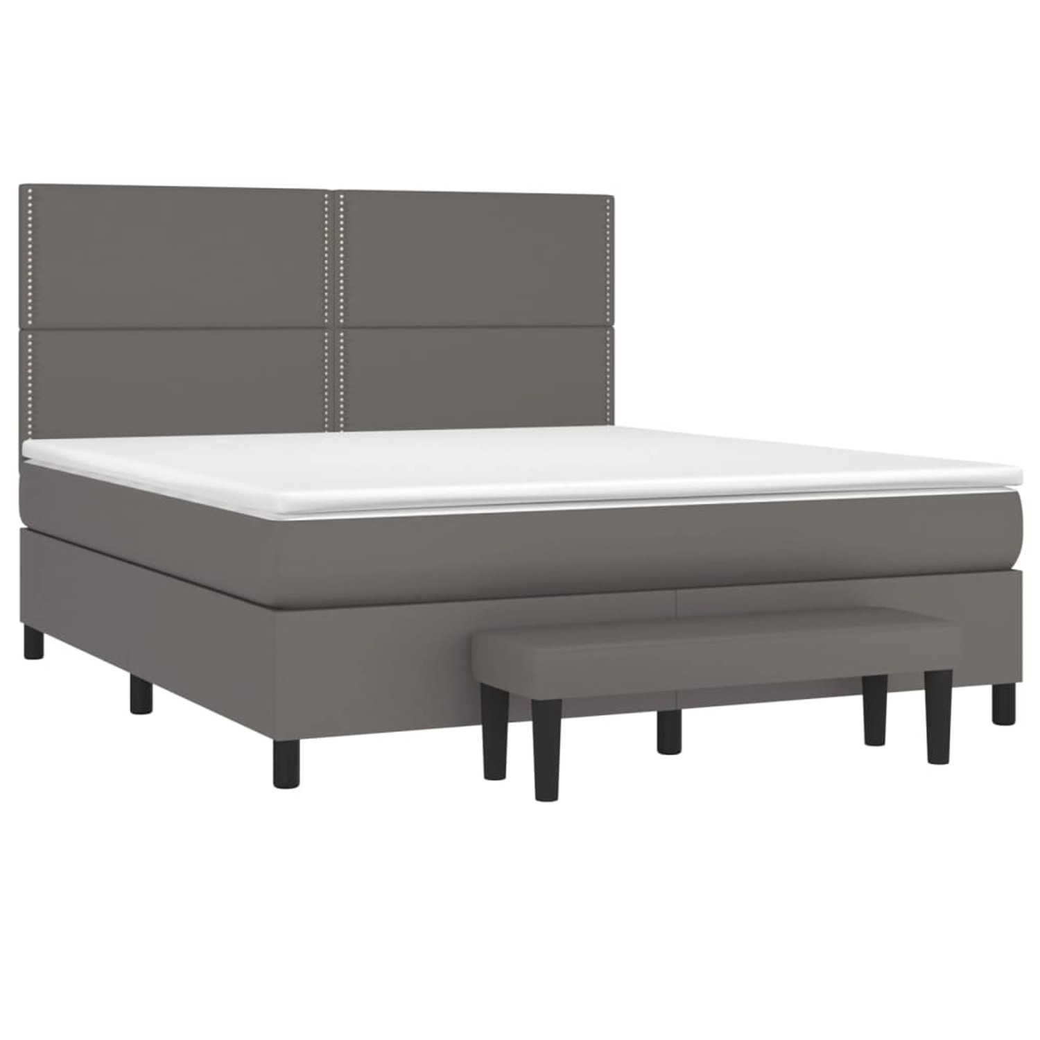 vidaXL Boxspringbett mit Matratze Grau 160x200 cm Kunstleder1466395 günstig online kaufen