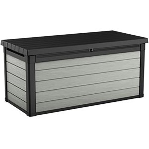 Keter Denali Duotech Universalbox 570 l in Holzoptik, grau-anthrazit. Aufbewahrungsbox für Garten.