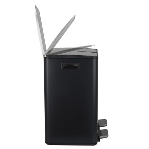 Schwarzer Spirella Kosmetikeimer Aliya, 2x20L, mit Pedal und zwei offenen Deckeln.