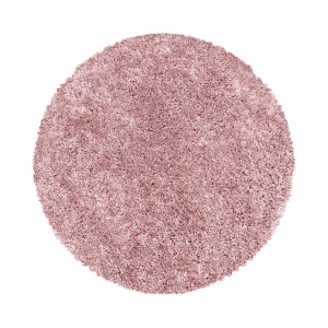 Runder, rosa Hochflorteppich (Ø 80 cm) von Ayyildiz, Modell Sydney 3000. Flauschiger Shaggy-Teppich.