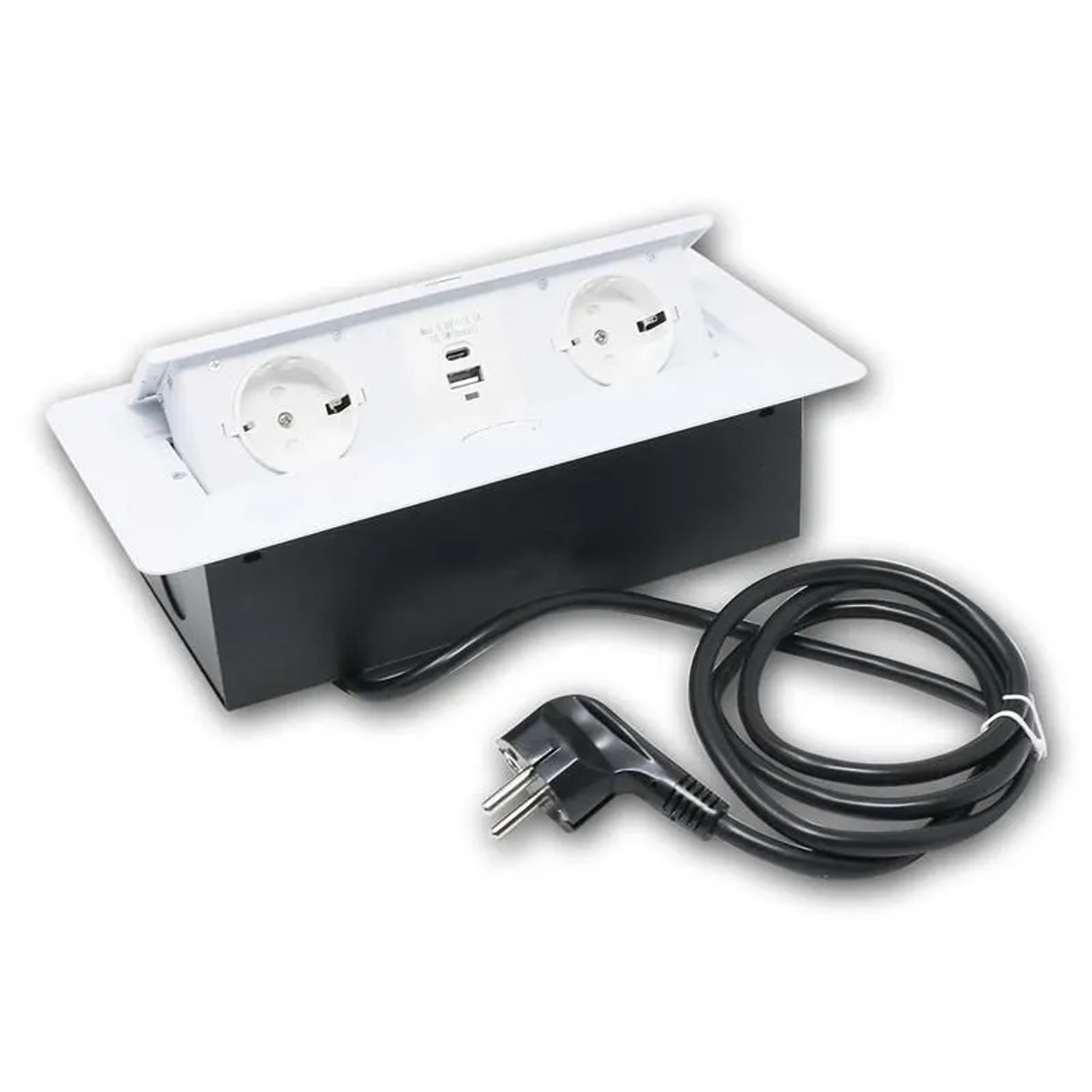 world-trading-net Tisch-Einbausteckdose KOMBIBOX 2x230V USB-A C Weiß