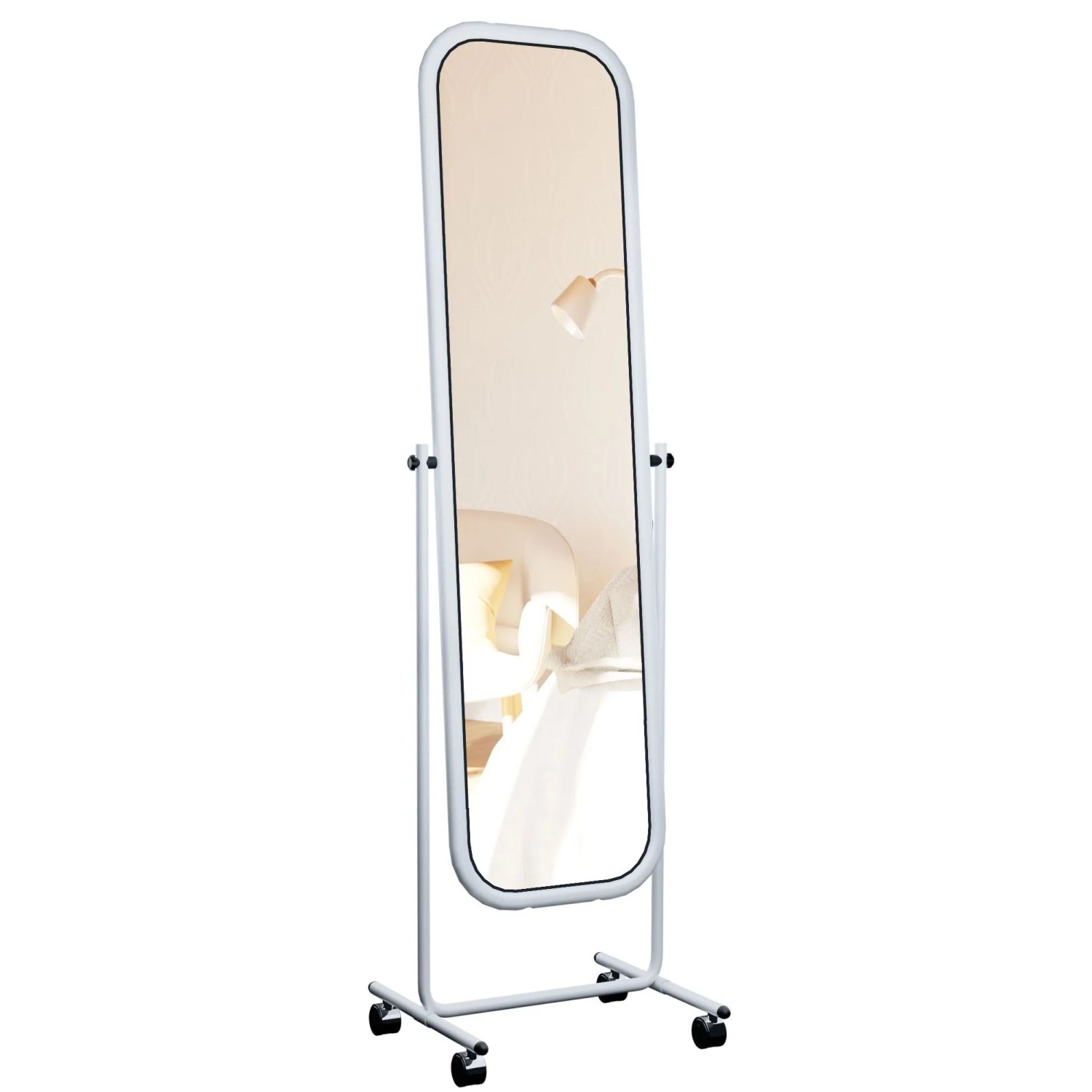 DELUKE Standspiegel TRIEST Metall Weiß 48x45x166cm Mobiler Ganzkörperspiege günstig online kaufen