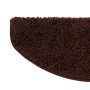 Halbrunde, dunkelbraune Shaggy Stufenmatte Barcelona, 23,5x65 cm. Treppenschutz mit hohem Flor.