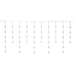 LED-Vorhang mit Sternen, warmweiß, transparentes Kabel, 5 m, für festliche Beleuchtung.