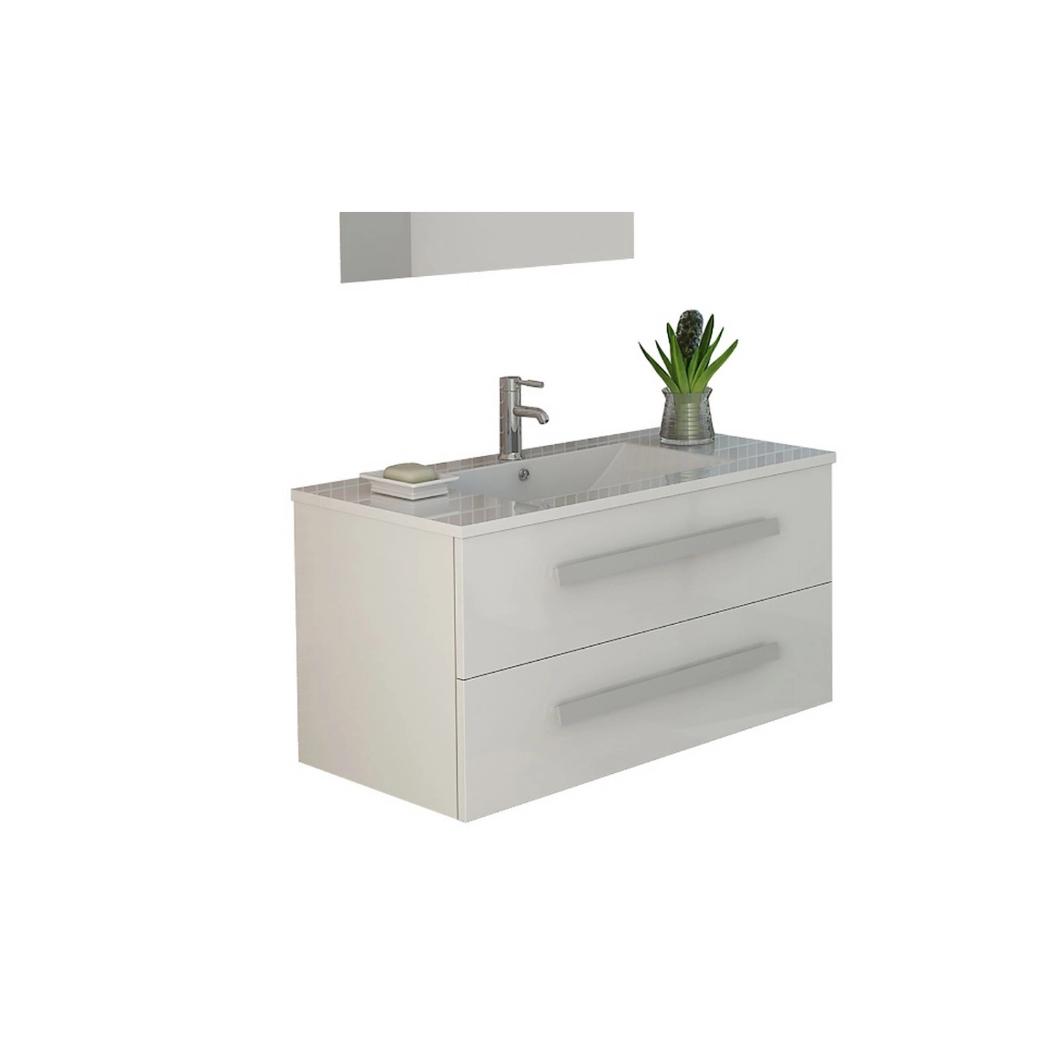 Jet-Line Badset Rapperswil 90cm Weiß Hochglanz Waschbecken und Unterschrank günstig online kaufen