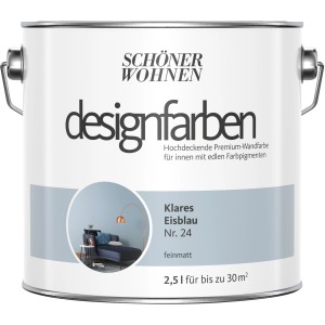 Farbeimer Schöner Wohnen Designfarben Klares Eisblau, matte Wandfarbe für Innenräume.