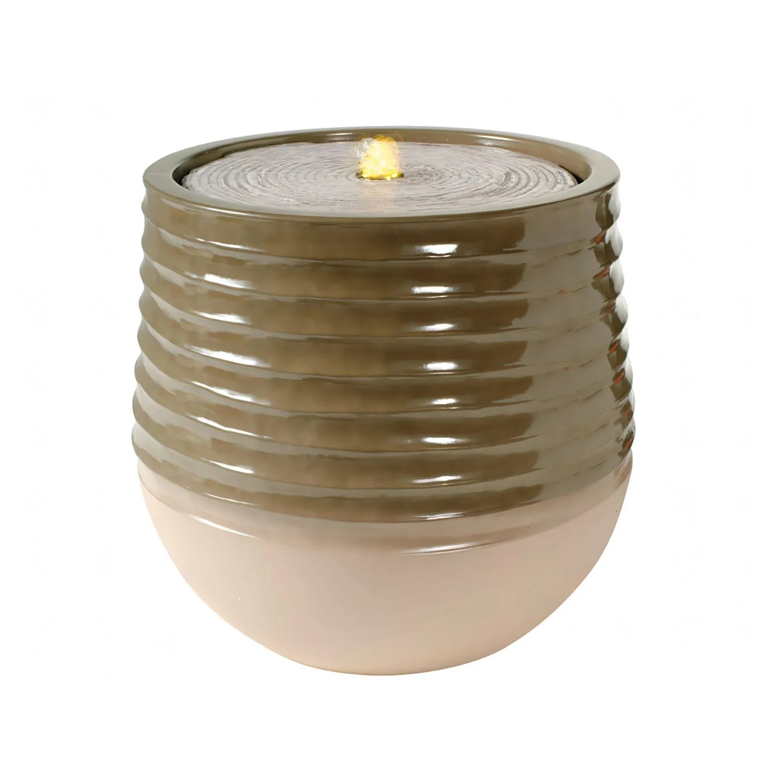 Gilde Brunnen LED Springbrunnen Beige Grün 37,5 cm x Ø 40 cm