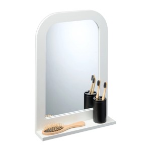Relaxdays Badezimmerspiegel MDF Glas Weiß mit Ablage 54 cm x 38 cm x 8,5 cm 2,3 kg