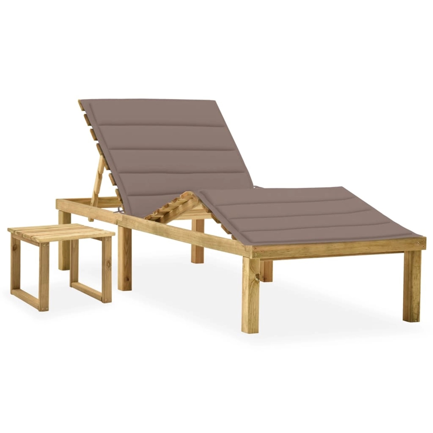 Garten-sonnenliege Mit Tisch Und Auflage Kiefer Imprägniert günstig online kaufen