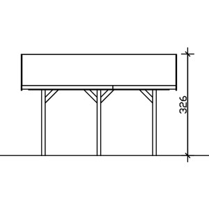 Skizze Satteldach-Carport Wallgau Nussbaum, Seitenansicht mit Höhenangabe.