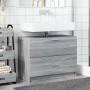 vidaXL Waschbeckenunterschrank, Grau Sonoma, 78x37x59 cm, Holzwerkstoff, mit zwei Schubladen.