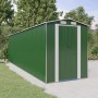 Grüner vidaXL Geräteschuppen aus verzinktem Stahl, ideal zur Gartenaufbewahrung.