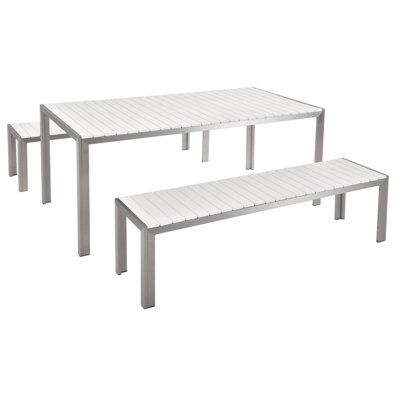 Beliani Gartentisch Set NARDO Weiss Silber 90x180x75 günstig online kaufen