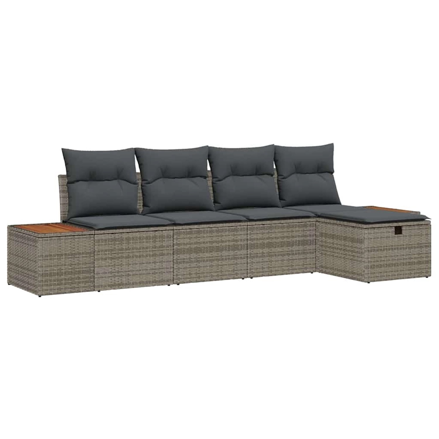 vidaXL Garten-Sofa-Set mit Kissen 5-Tlg Grau Poly Rattan 3359621 günstig online kaufen