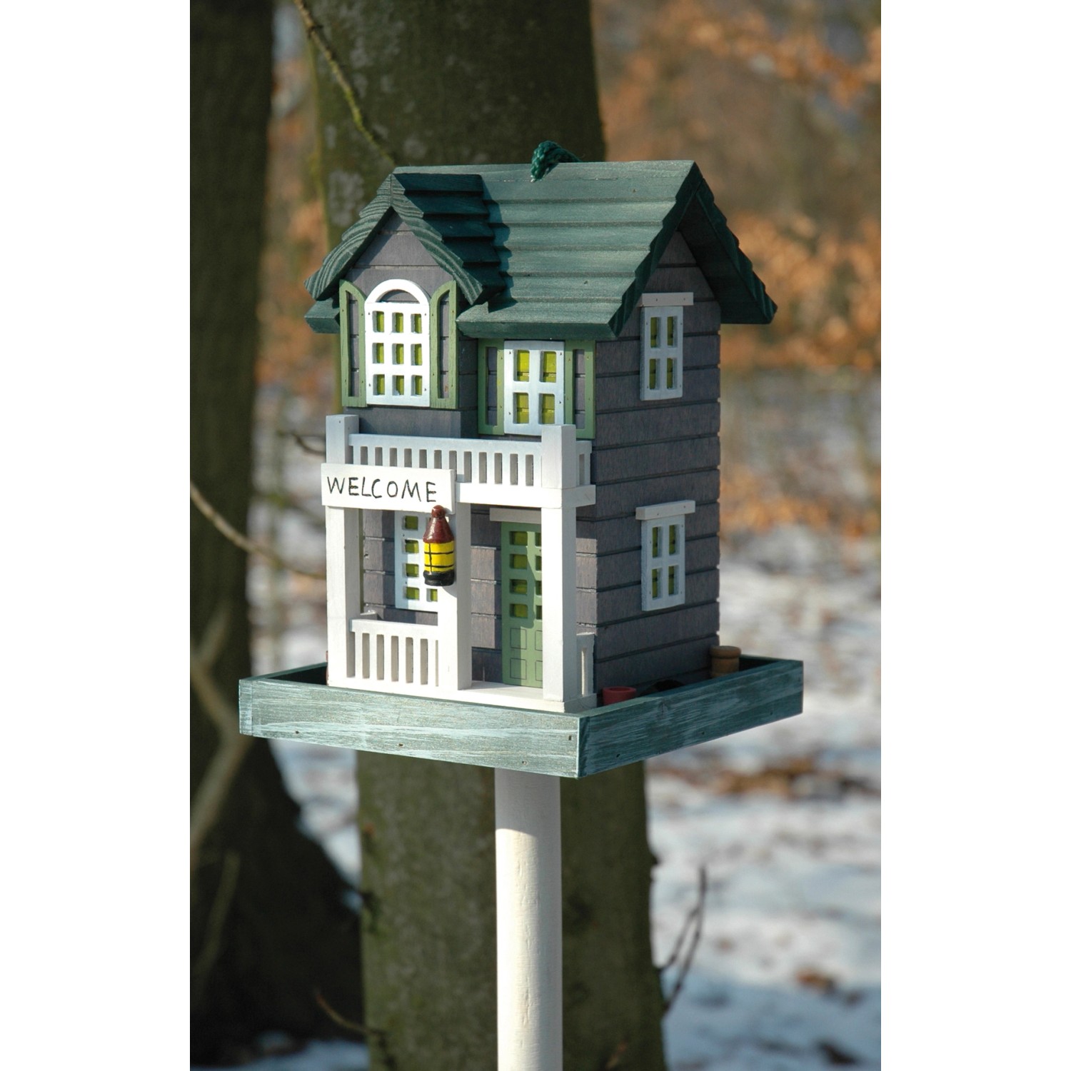 Dobar Vogelhaus Western mit Ständer Kiefer 18 cm x 18 cm x 23 cm FSC