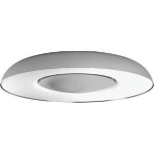 Silberne Philips Hue Still Deckenleuchte mit Dimmer und warmweißem bis kaltweißem Licht.