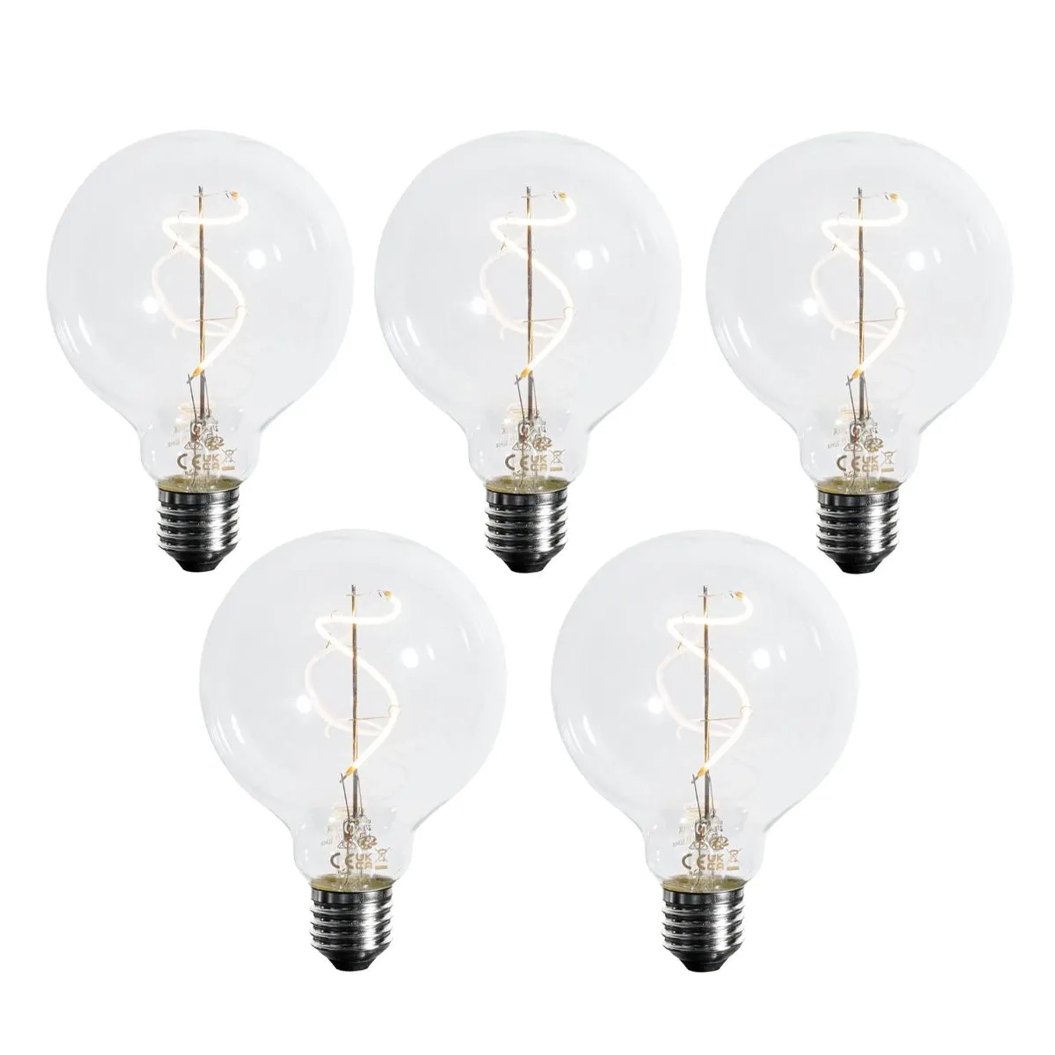 LUEDD 5er Set E27 Dimmbare LED Spiralfilament G95 4W 270LM 2700K