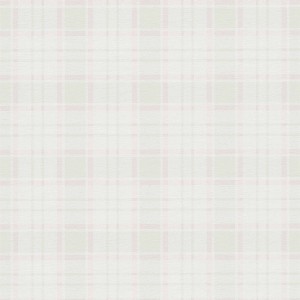 Weiße Vliestapete mit zartem Karo-Muster, ideal für Küche und Schlafzimmer im Landhausstil.