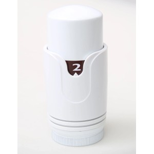 Weißes Thermostat für Heizkörper Mittelanschluss, Stufe 2.
