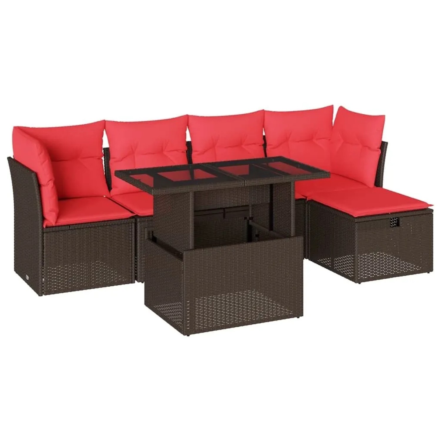 vidaXL 6-Tlg Gartensofa-Set mit Kissen Braun Polyrattan 3274644 günstig online kaufen