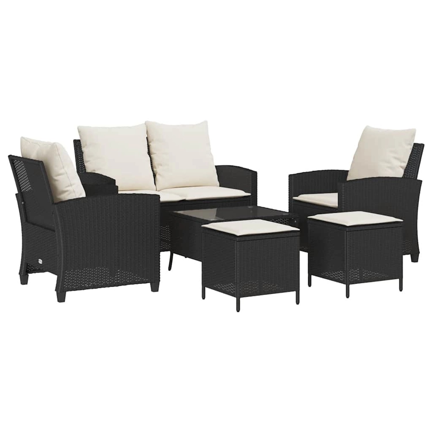vidaXL 6-Tlg Garten-Sofagarnitur mit Kissen Schwarz Poly Rattan 3324577 günstig online kaufen
