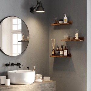 Vasagle Wandregale, 3er Set, 38 cm, braun, zur Dekoration im Badezimmer.