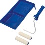 LUX-TOOLS Rollerset Velour, 4-teilig: Farbwanne blau, Farbroller und Velour-Walzen für Lasuren.