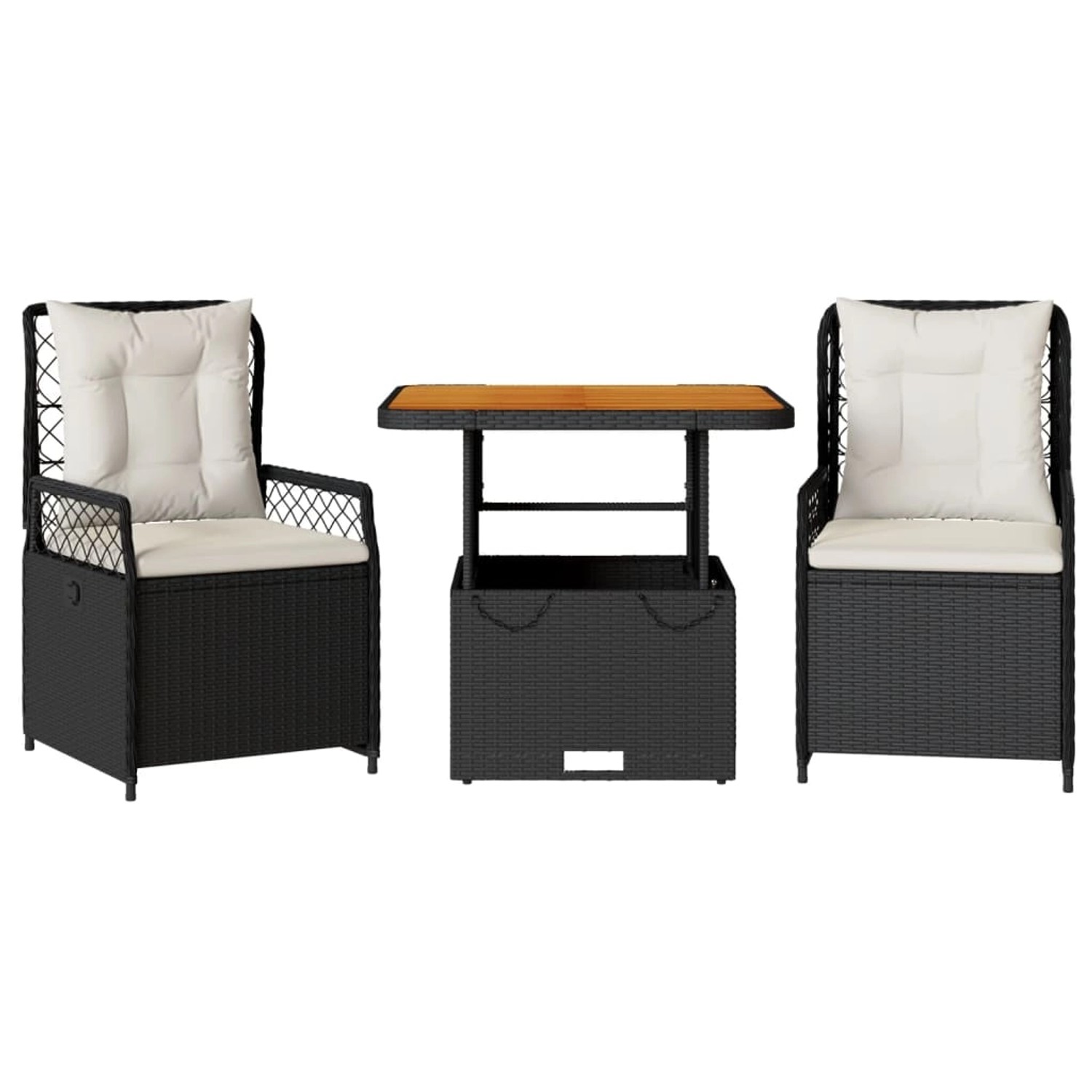 vidaXL 3-Tlg Garten-Essgruppe mit Kissen Schwarz Poly Rattan 3262910 günstig online kaufen