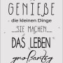Deco Panel mit Schriftzug "Genieße das Leben" und Vogelmotiv, 39x29 cm.