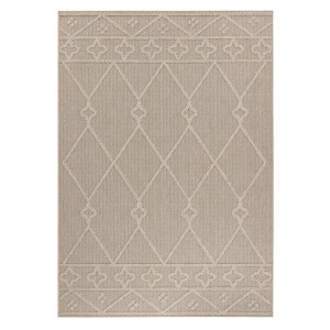Beiger Ayyildiz In- und Outdoor-Teppich Patara mit Rautenmuster, 140x200 cm.