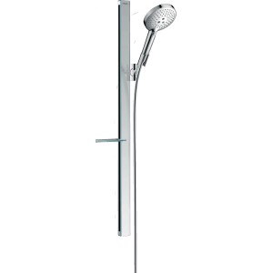 Hansgrohe Raindance Select S Brauseset mit Brausestange und Seifenschale in Chrom.