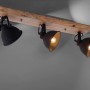 Just Light Wand- und Deckenleuchte Samia, 3-flammig, schwarz, mit Holzdetails.