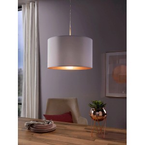 Moderne Eglo Hängeleuchte Pasteri, 38cm, Nickel matt/Weiß-Kupfer, für E27 Leuchtmittel. Pendelleuchte für Wohnbereich.