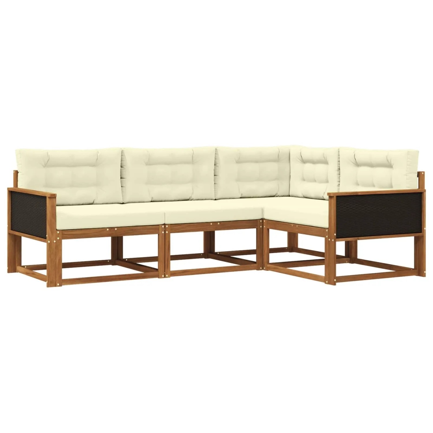 vidaXL Outdoor-Sofagarnitur mit Kissen 4 Stk Natur und Creme 3382513