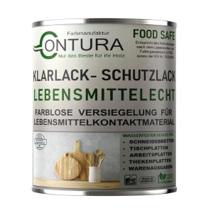 Contura Klarlack, 750ml Dose. Lebensmittelechter Hartlack für Schneidebretter und Tischplatten.