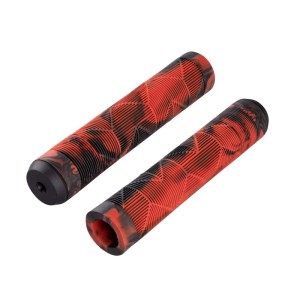 Force BMX Griffe, 145mm, Gummi, schwarz-rot gemustert für Lenkerzubehör.