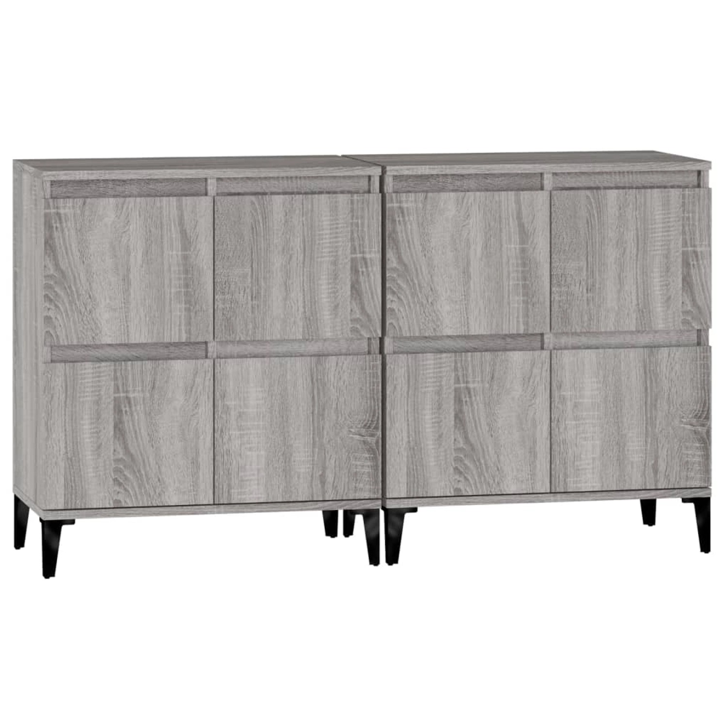vidaXL Sideboards 2 Stk Grau Sonoma 60x35x70 cm Holzwerkstoff 3185765