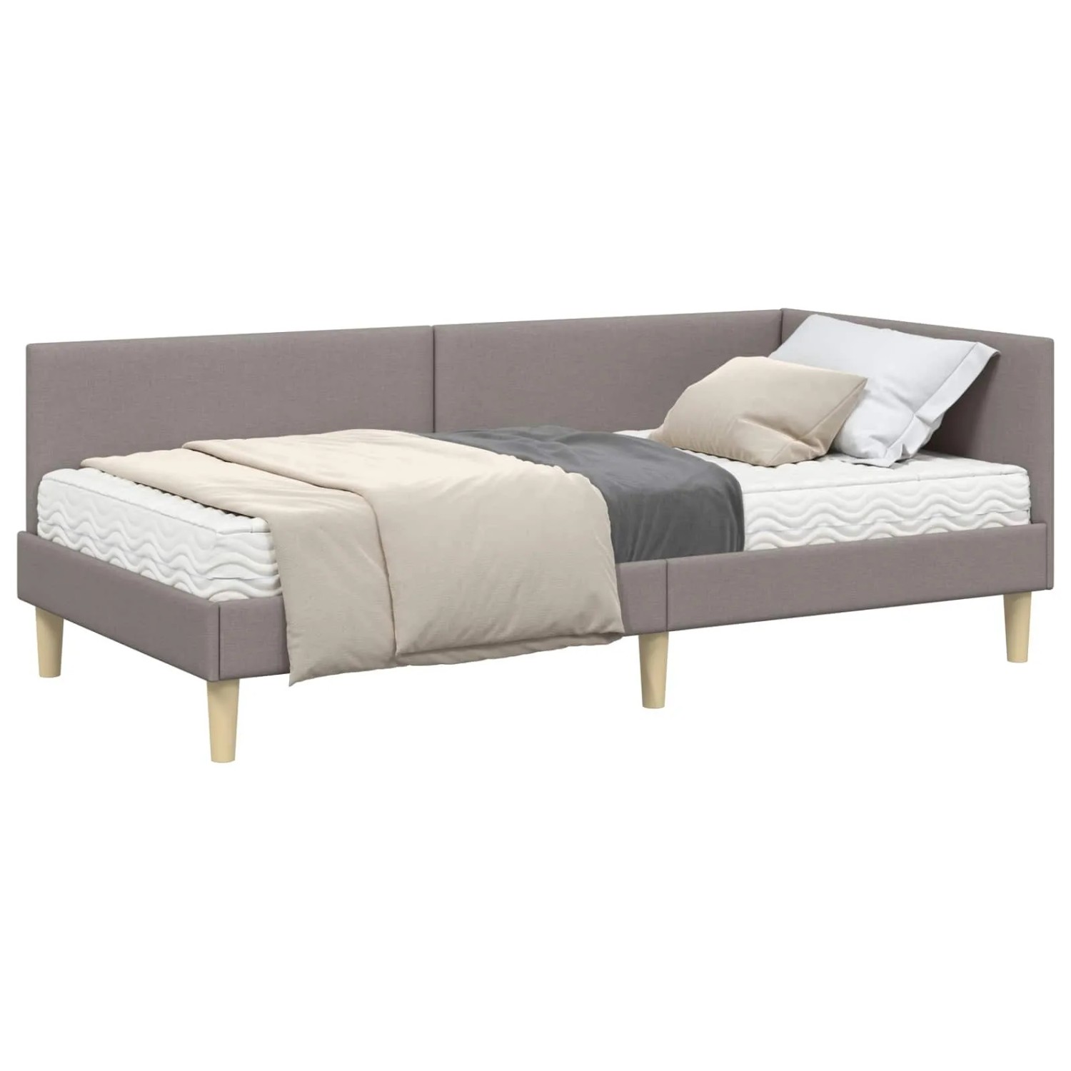 vidaXL Eckbettgestell mit Matratze Sonstiges 2-Tlg Taupe Stoff 3393730 günstig online kaufen