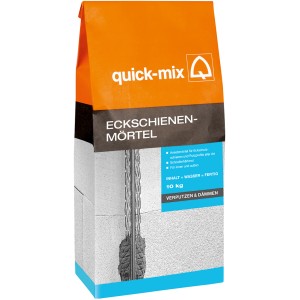 Quick-Mix Eckschienenmörtel, 10 kg Sack, geeignet für Innen- und Außenbereich, zum Ansetzen von Eckschutzschienen.