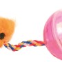 Jollypaw Rasselball-Set mit Spielschwanz, rosa Ball und orangefarbenem Schwanz, 2 Stück.