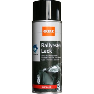 OBI Rallyestyle Lack Spray, Schwarz glänzend, 400ml Dose für Auto- und Stylinglackierungen.