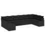 Schwarzes 10-teiliges vidaXL Garten-Sofa-Set aus Poly Rattan für Terrasse und Garten.