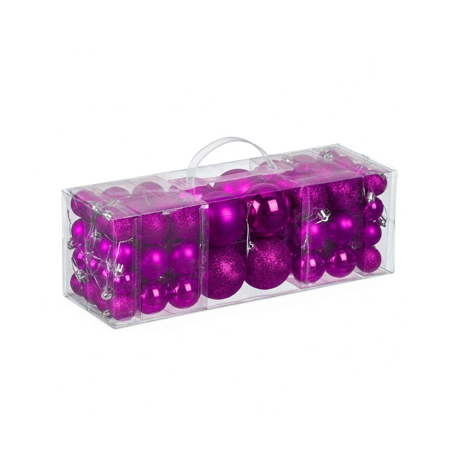 Relaxdays Weihnachtskugeln 76er Set Kunststoff Rosa Bruchsicher 330 g