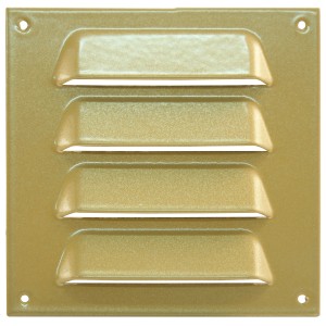 Eckiges Marley Möbelgitter, 70x70 mm, aus Metall in Goldton. Lüftungsgitter für Möbel.