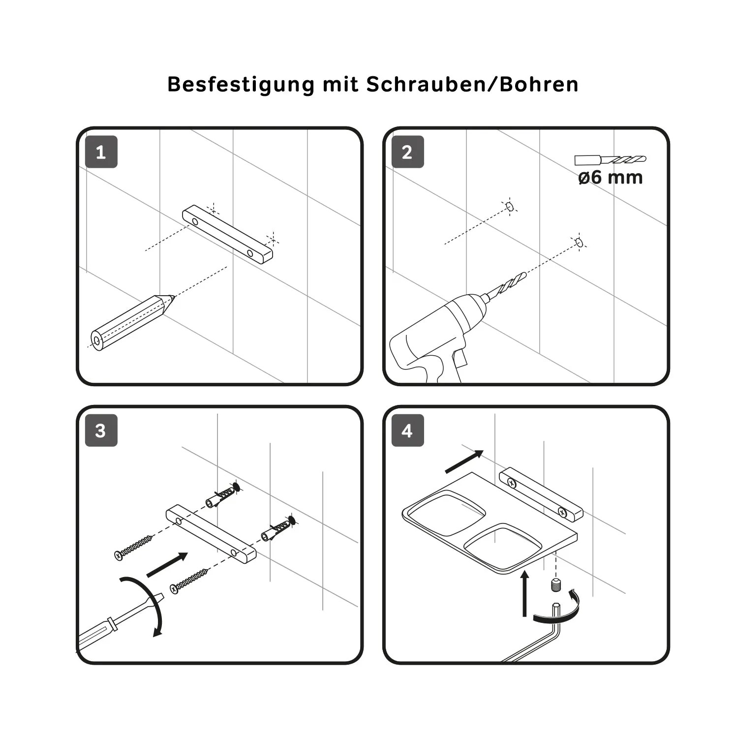 Montageanleitung für AM.PM Doppelglasbecher mit Wandhalterung, Chrom.
