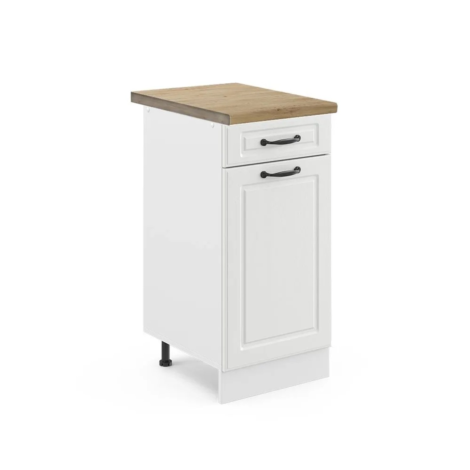 Vicco Küchenunterschrank R-Line Schubladenschrank für die Küche Weiß Landhaus Weiß 40 cm AP Eiche